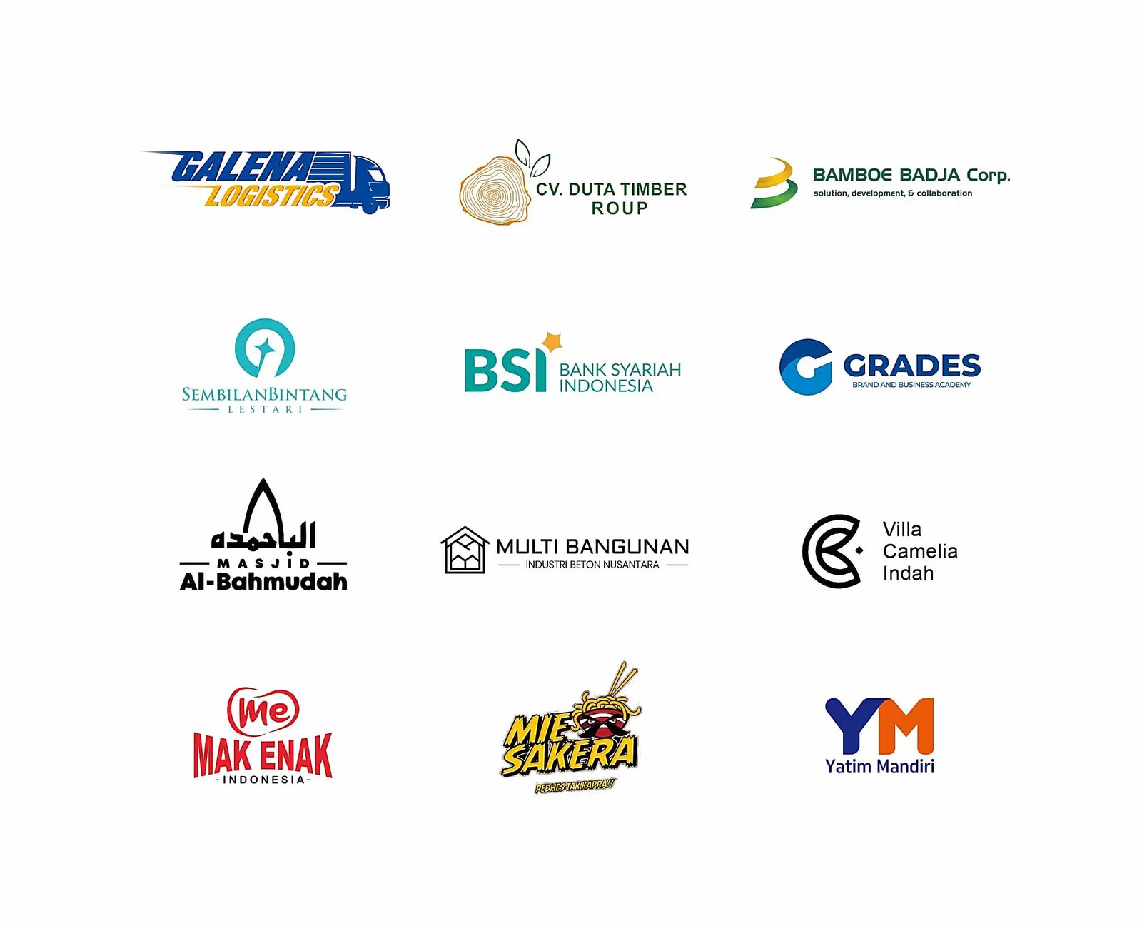Klien Antosa Architect: Galena Logistics, CV. Duta Timber Group, Bamboe Badja Corp, Sembilan Bintang Lestari, Bank Syariah Indonesia, Grades, Masjid Al-Bahmudah, Multi Bangunan, Villa Camelia Indah, Me Mak Enak Indonesia, Mie Sakera, Yatim Mandiri